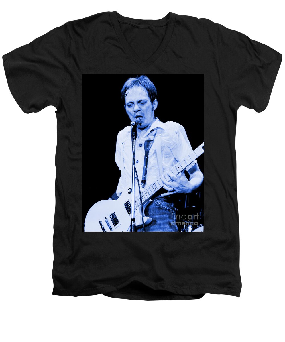 Steve Marriott Men's V-Neck T-Shirt featuring the photograph Steve Marriott - Humble Pie at The Cow Palace S F 5-16-80 #1 by Daniel Larsen