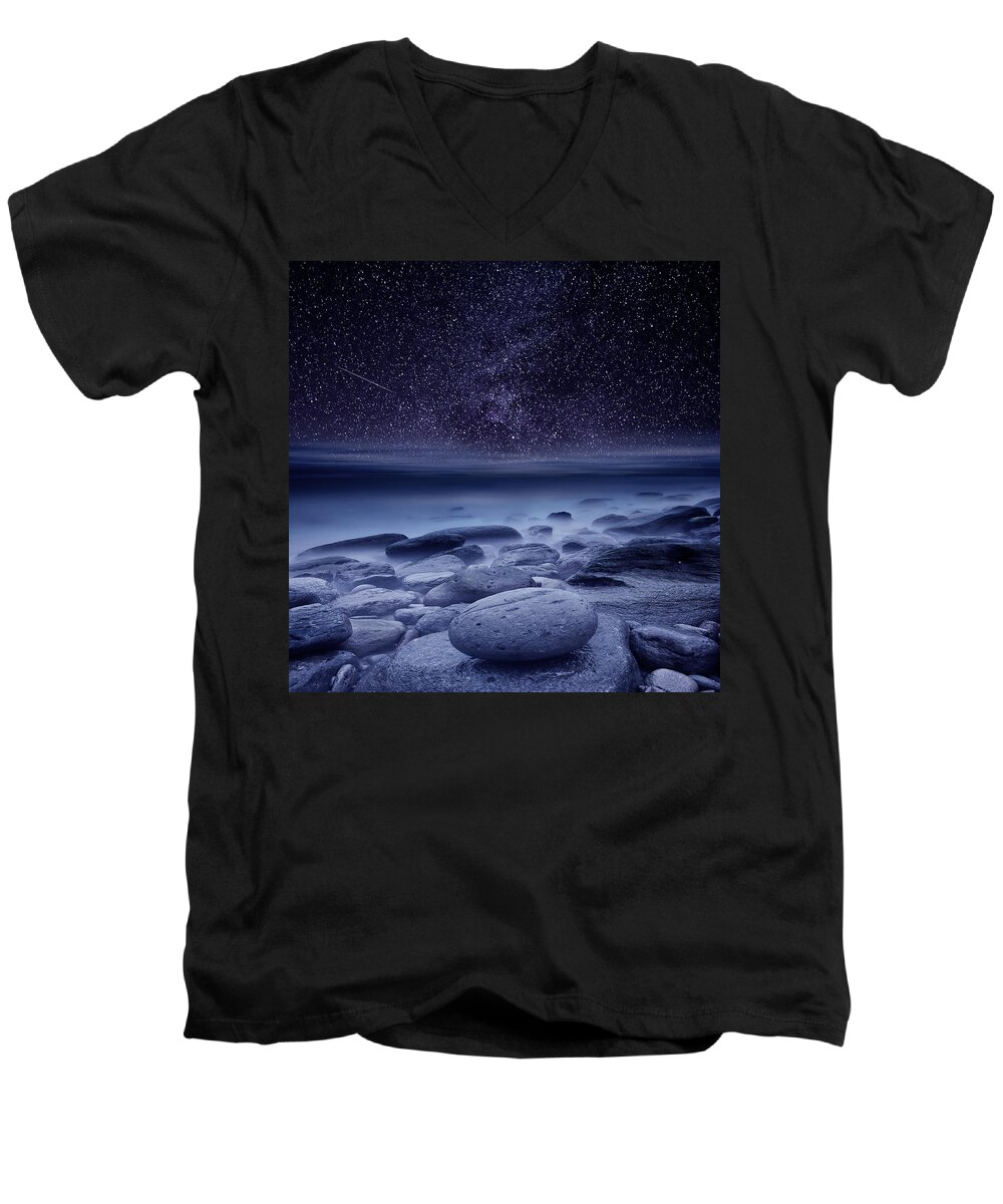 Night Men's V-Neck T-Shirt featuring the photograph The cosmos #3 by Jorge Maia