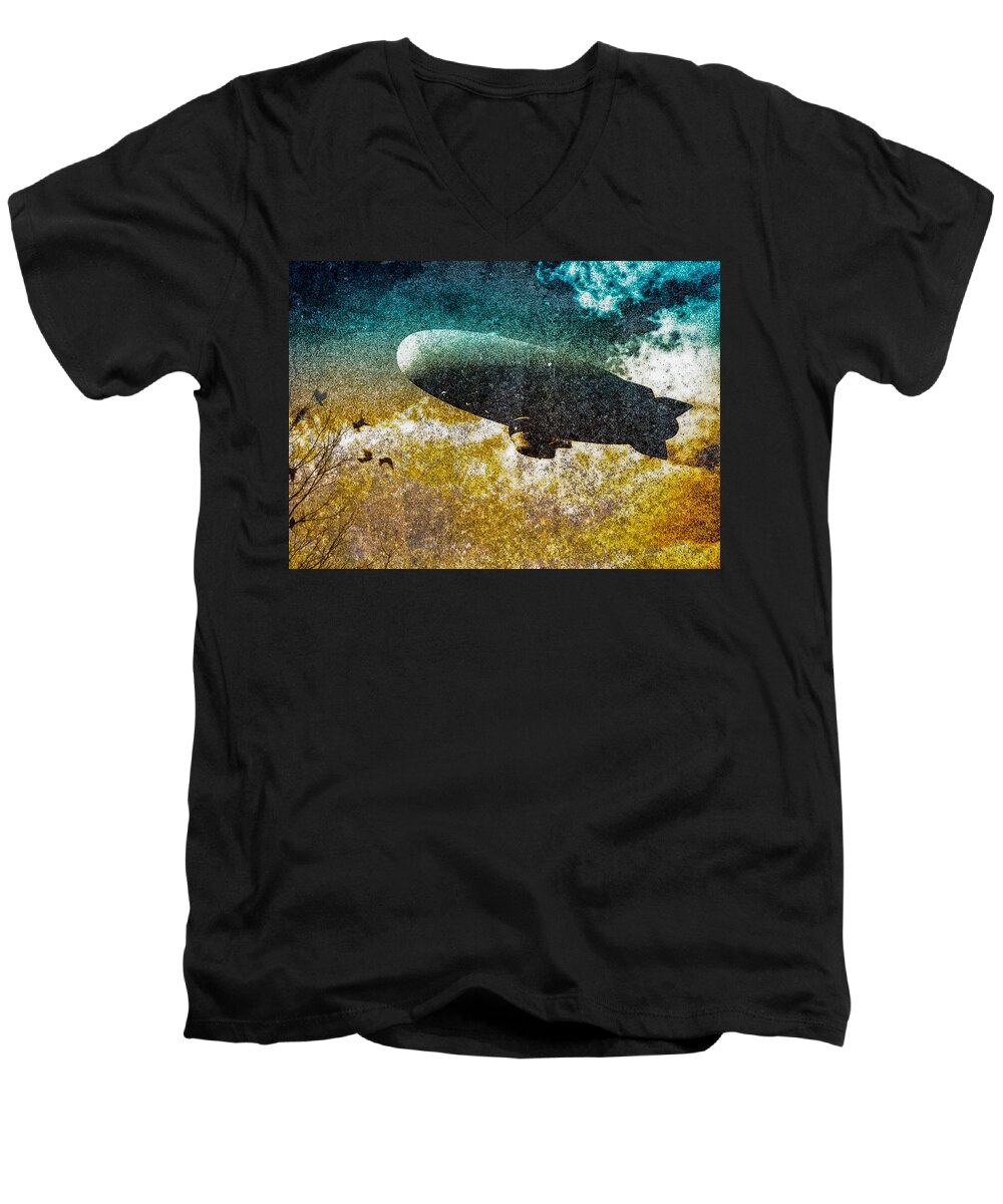 Zeppelin Men's V-Neck T-Shirt featuring the digital art Zeppelin #2 by Bob Orsillo