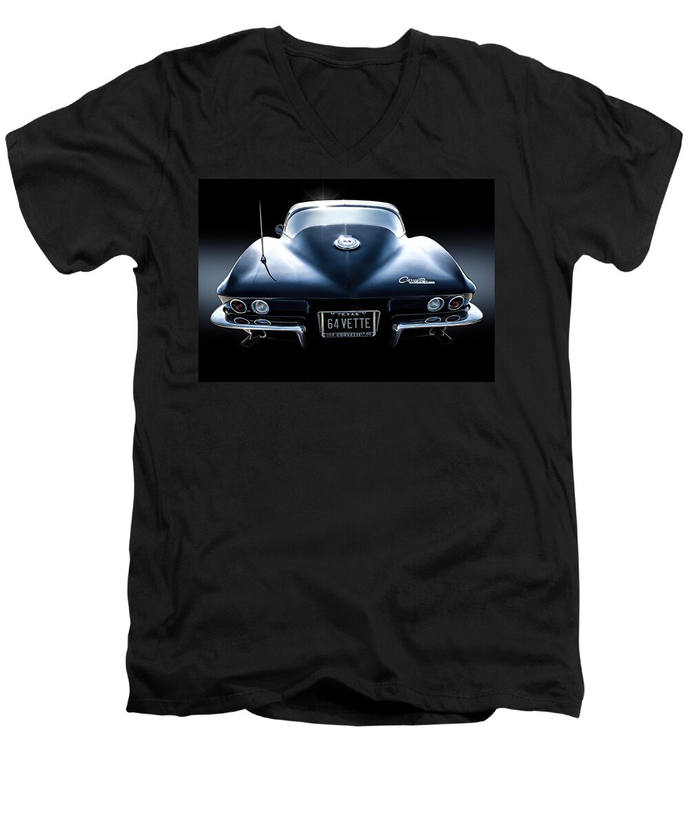 Corvette Men's V-Neck T-Shirt featuring the digital art 64 Stinger by Douglas Pittman