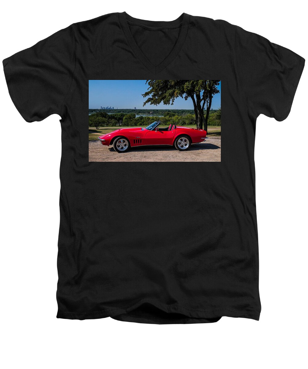 Corvette Men's V-Neck T-Shirt featuring the digital art '69 Stingray #69 by Douglas Pittman