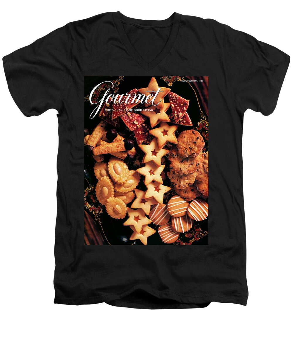 Holiday Men's V-Neck T-Shirt featuring the photograph A Gourmet Cover Of Butter Cookies by Romulo Yanes