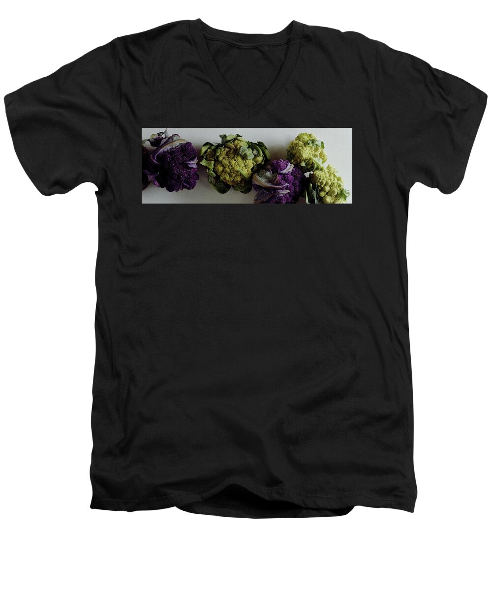 Food Men's V-Neck T-Shirt featuring the photograph A Group Of Cauliflower Heads by Romulo Yanes