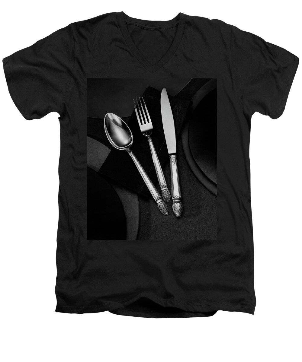 Home Accessories Men's V-Neck T-Shirt featuring the photograph A Silver Spoon by Martin Bruehl