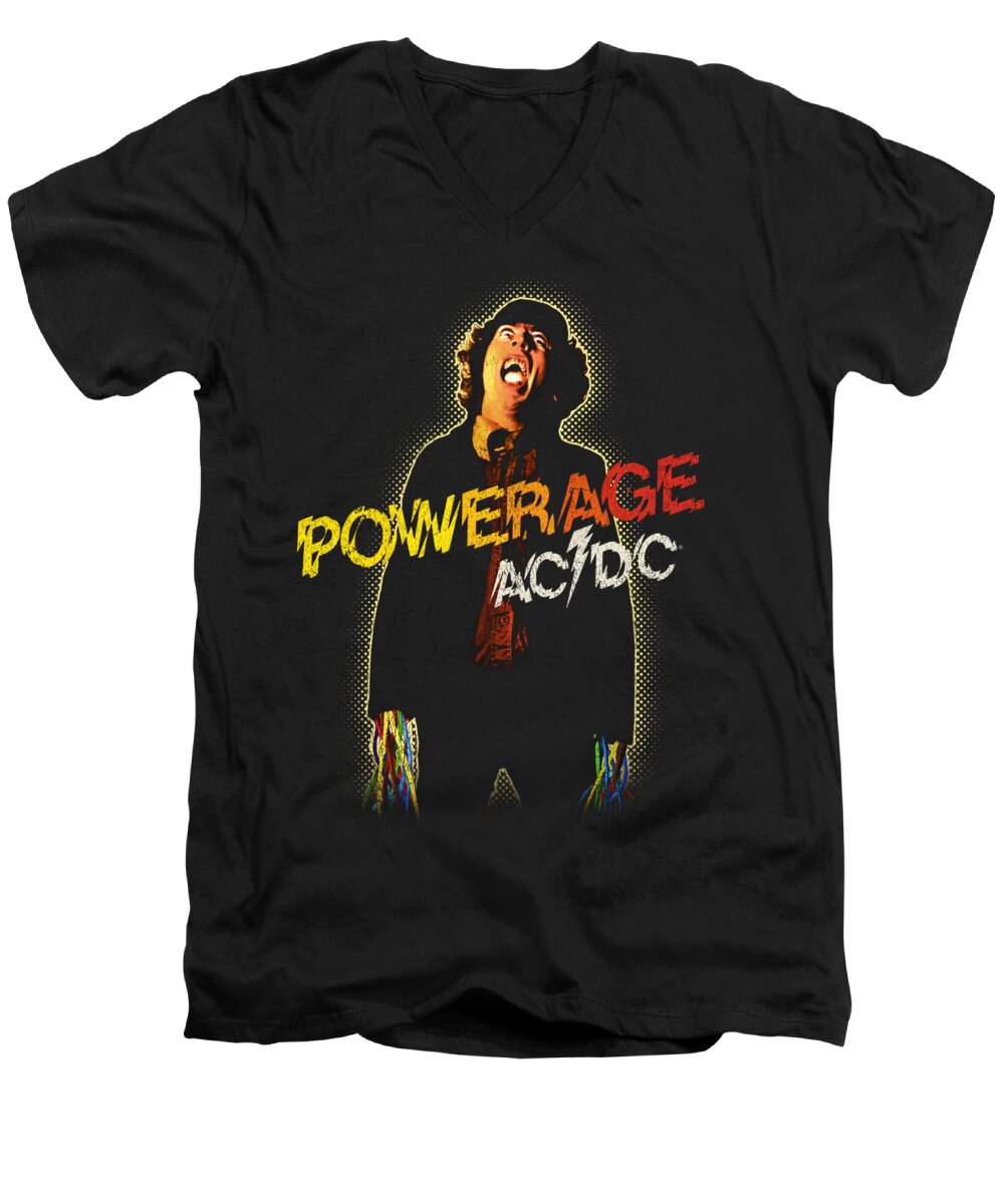  Men's V-Neck T-Shirt featuring the digital art Acdc - Powerage by Brand A
