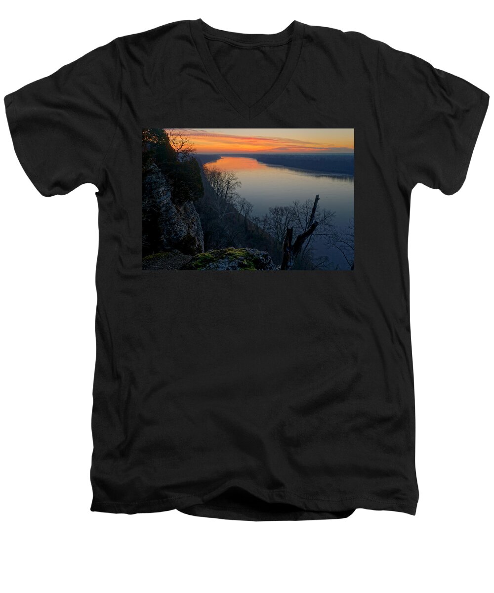 2007 Men's V-Neck T-Shirt featuring the photograph Across the Wide Missouri by Robert Charity