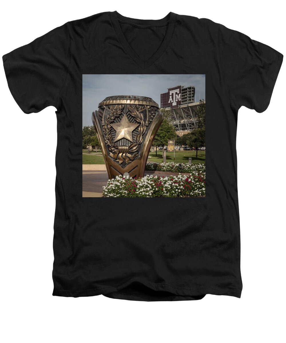 Joan Carroll Men's V-Neck T-Shirt featuring the photograph Aggie Ring by Joan Carroll