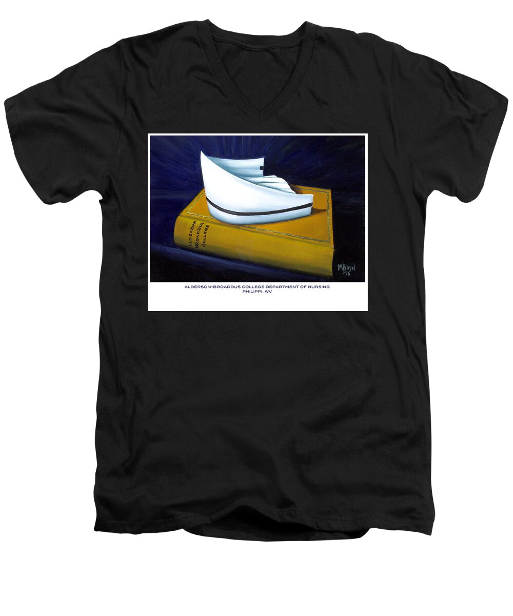Nurse Men's V-Neck T-Shirt featuring the painting Alderson-Broaddus College by Marlyn Boyd