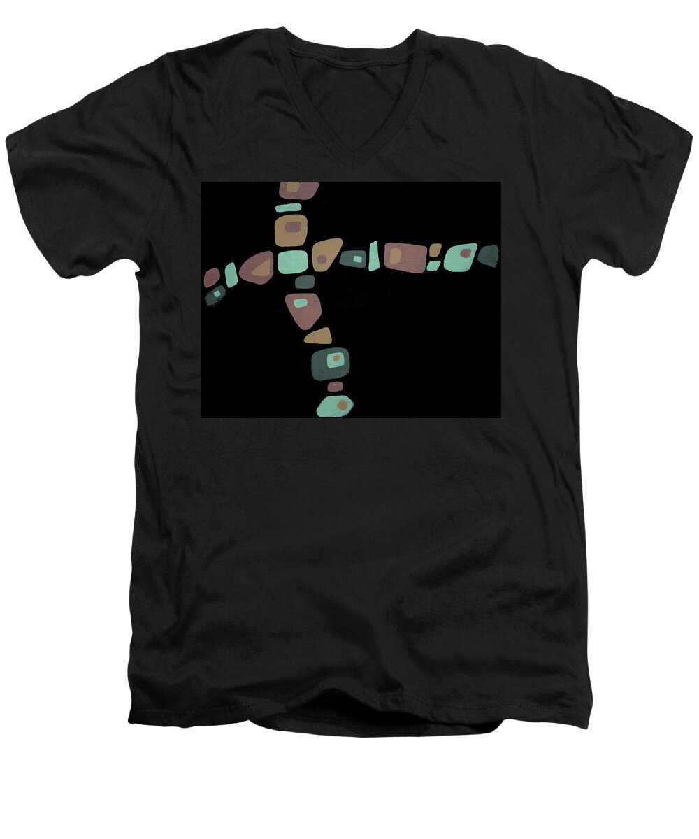 Abstract Men's V-Neck T-Shirt featuring the painting Amoeba 1 by Glenn Pollard
