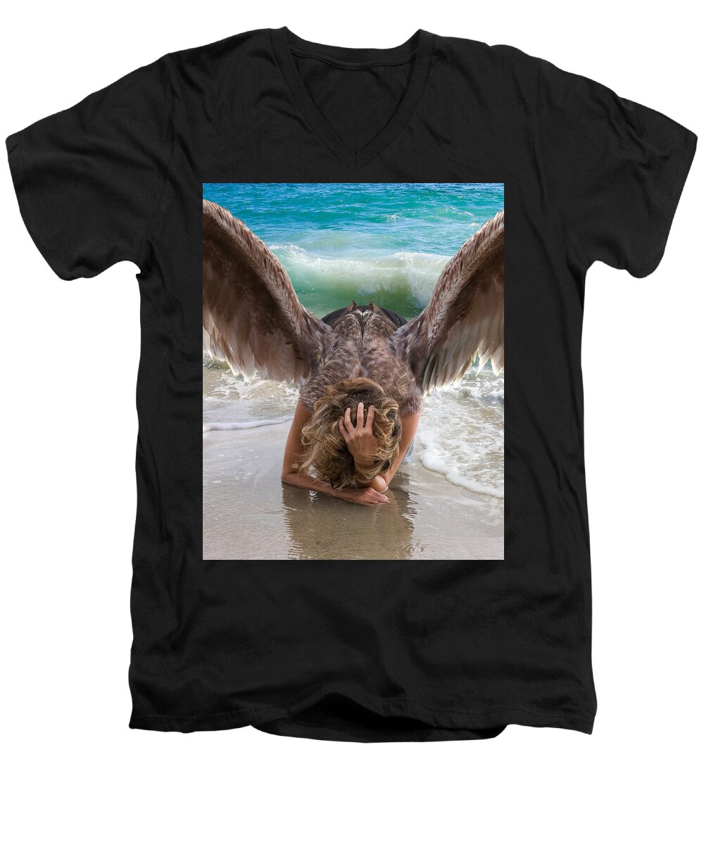 Angel Men's V-Neck T-Shirt featuring the photograph Angels- Be A Light To Those In Darkness by Acropolis De Versailles