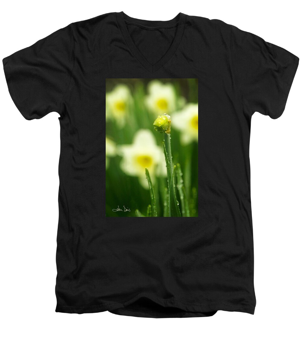 Spring Men's V-Neck T-Shirt featuring the photograph April Showers by Joan Davis