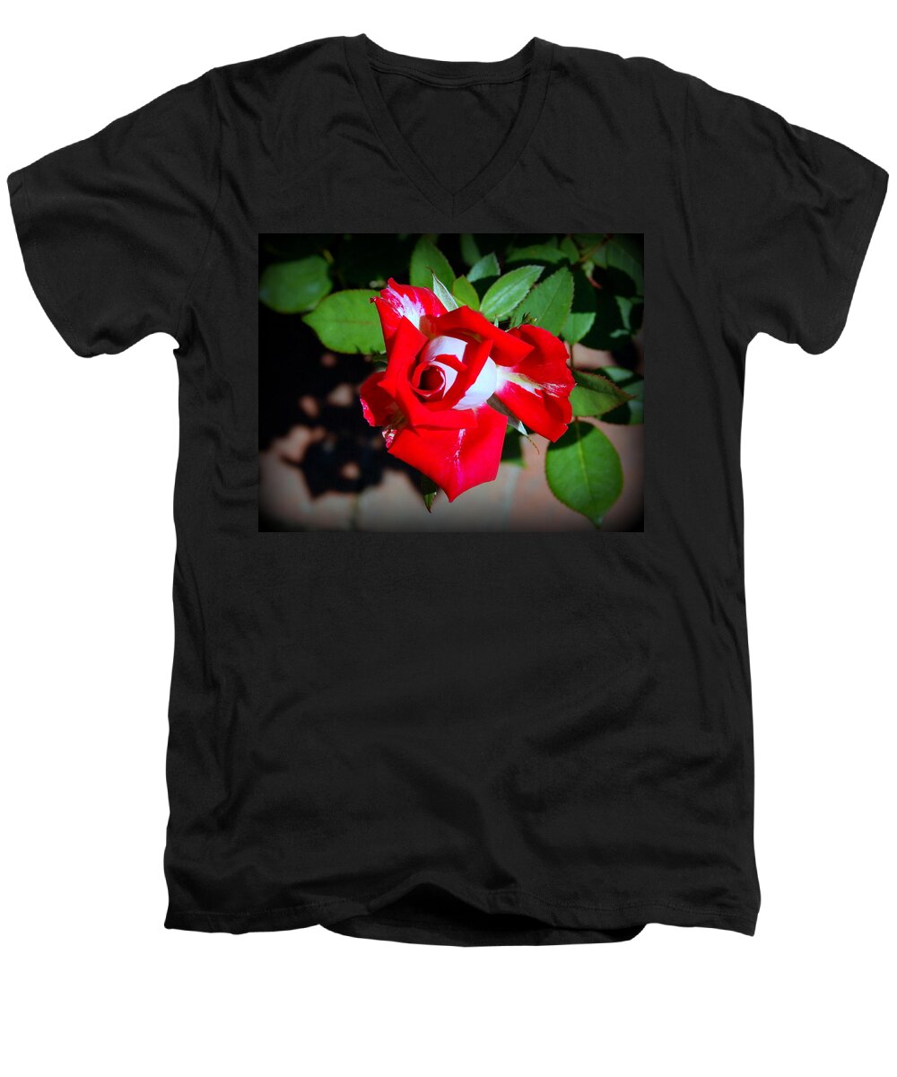 Red Men's V-Neck T-Shirt featuring the photograph Assorted Flower 003 by Larry Ward