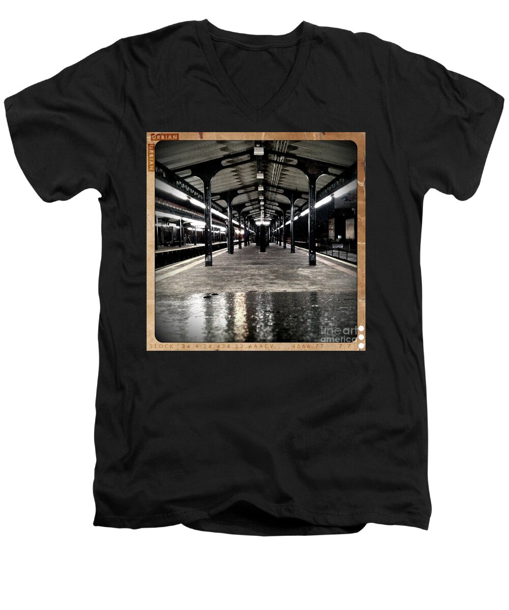 New York City Men's V-Neck T-Shirt featuring the photograph Astoria Boulevard by James Aiken