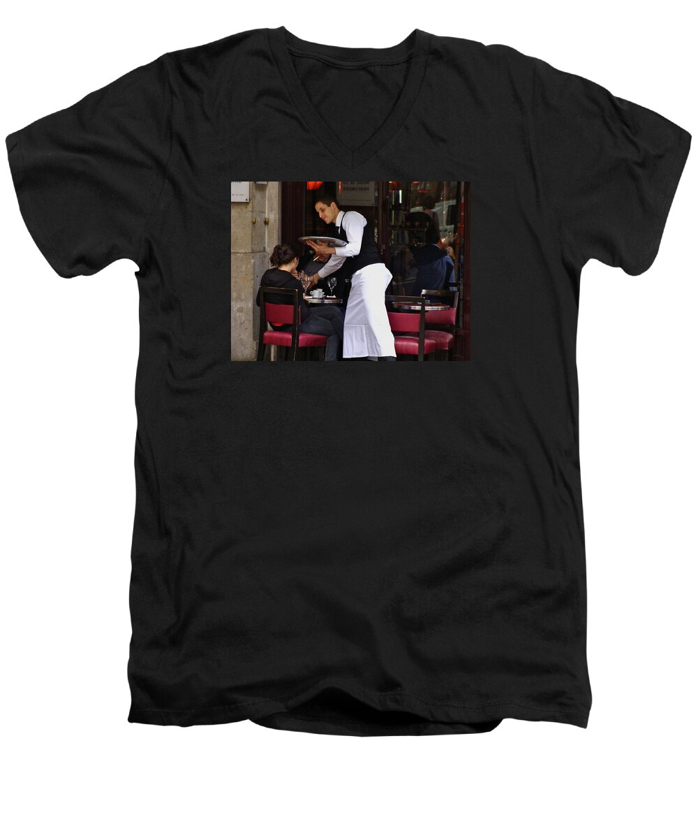 Paris Men's V-Neck T-Shirt featuring the photograph At Your Service by Ira Shander