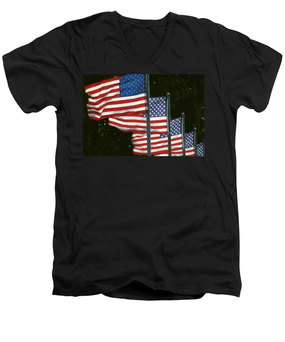 Flags Men's V-Neck T-Shirt featuring the photograph Attention by Dody Rogers