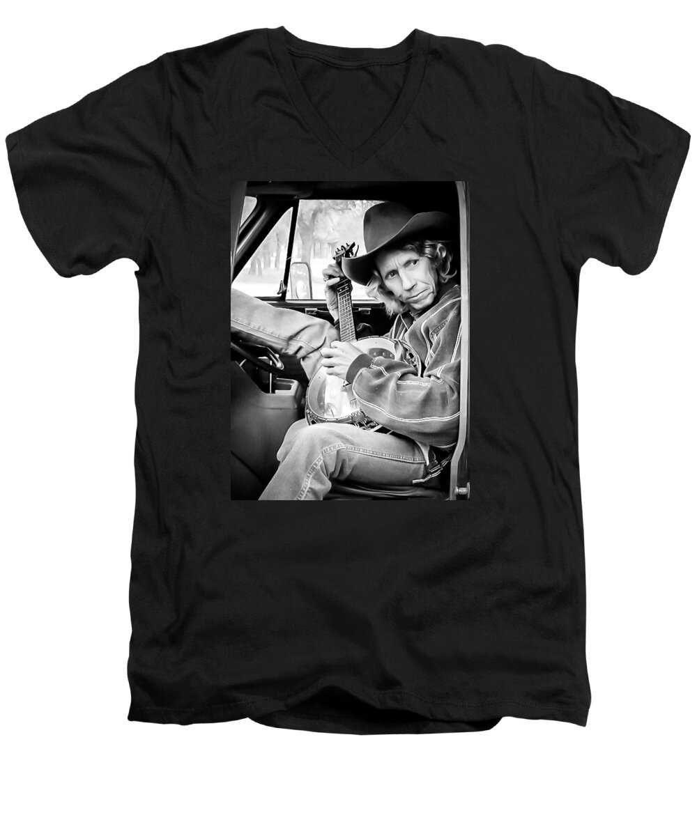Banjo Men's V-Neck T-Shirt featuring the photograph Banjo Man by Darryl Dalton