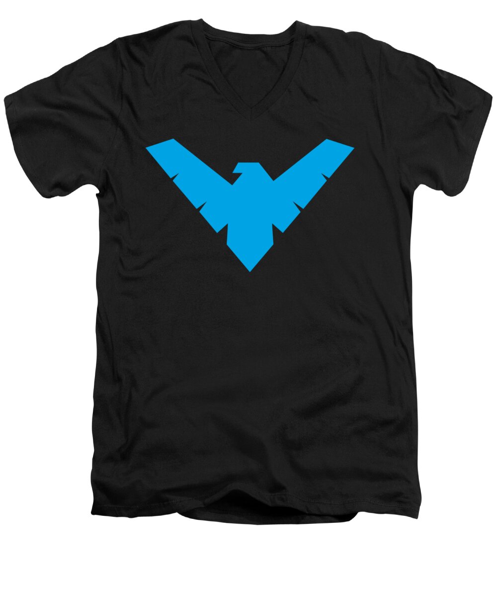Abstract Men's V-Neck T-Shirt featuring the digital art Batman - Nightwing Symbol by Brand A