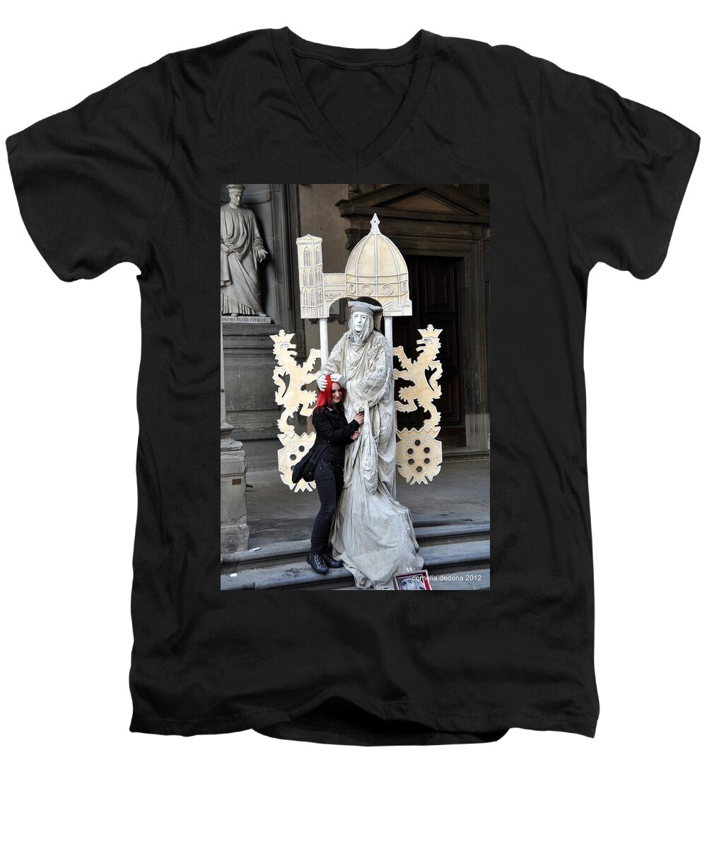 Mime Men's V-Neck T-Shirt featuring the photograph Be MIME by Cornelia DeDona