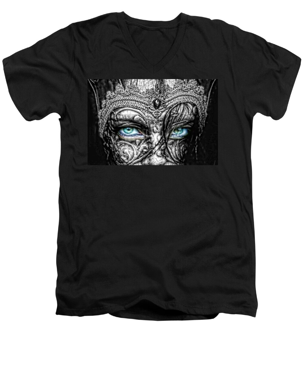 Behind Blue Eyes Men's V-Neck T-Shirt featuring the photograph Behind Blue Eyes by Mo T