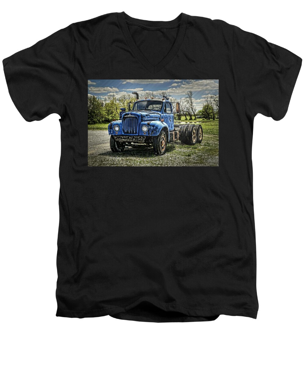 1958 Men's V-Neck T-Shirt featuring the photograph Big Blue Mack by Ken Smith