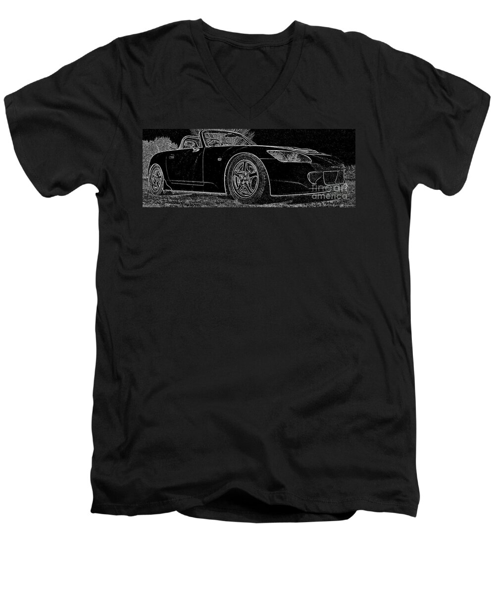 S2000 Men's V-Neck T-Shirt featuring the mixed media Black S2000 by Eric Liller