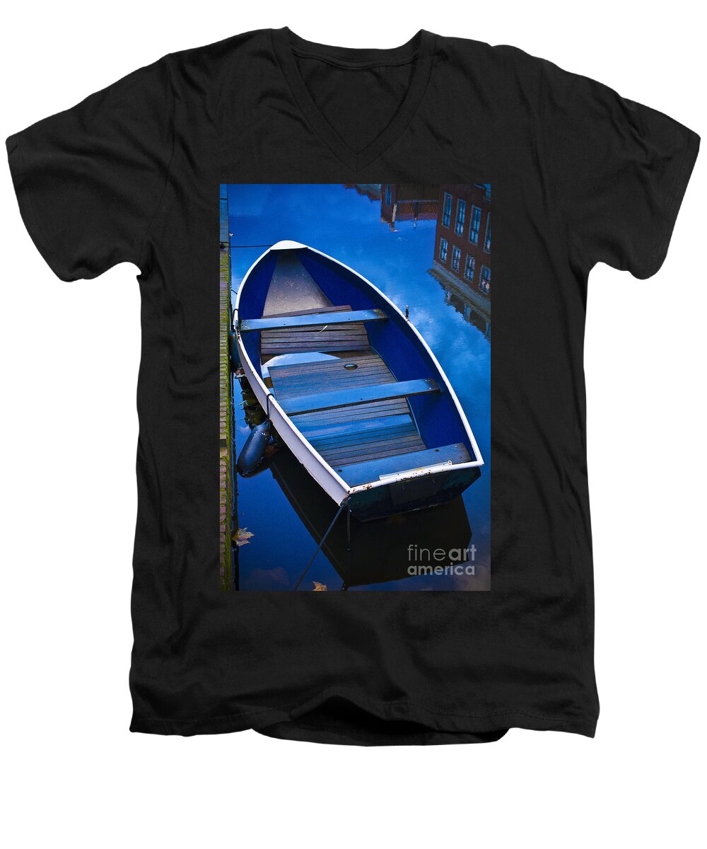 Boat Men's V-Neck T-Shirt featuring the photograph Blue boat by Casper Cammeraat