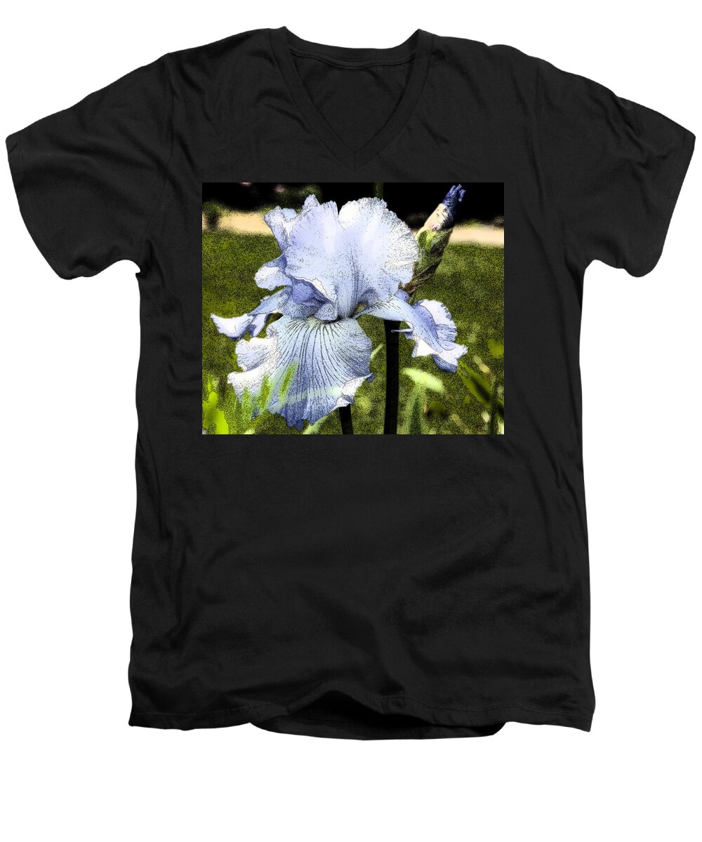 Blue Iris Men's V-Neck T-Shirt featuring the photograph Blue Iris by Greg Reed