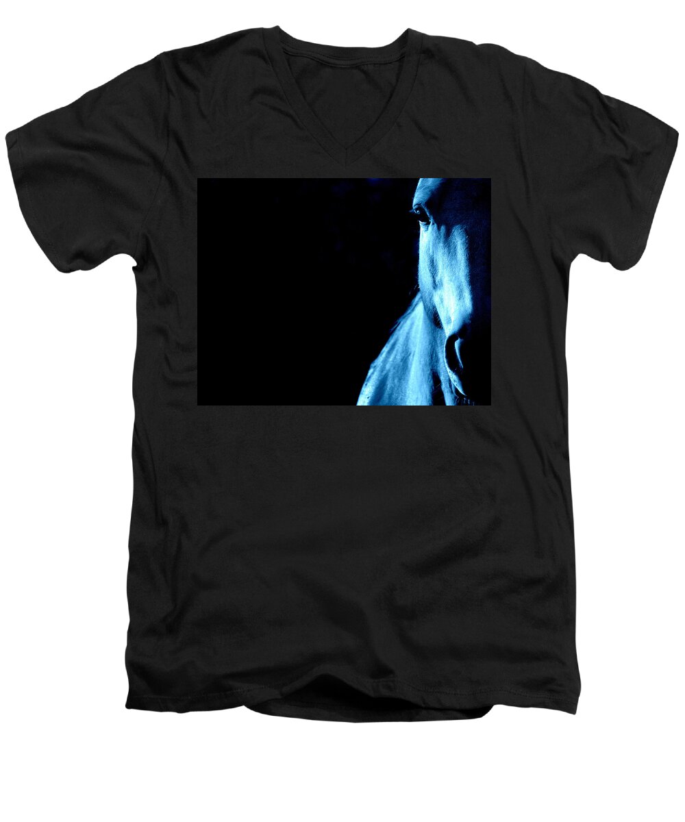 Horses Men's V-Neck T-Shirt featuring the photograph Blue Majesty.. by Al Swasey