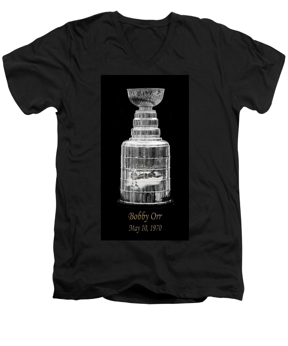 Hockey Men's V-Neck T-Shirt featuring the photograph Bobby Orr 3 by Andrew Fare