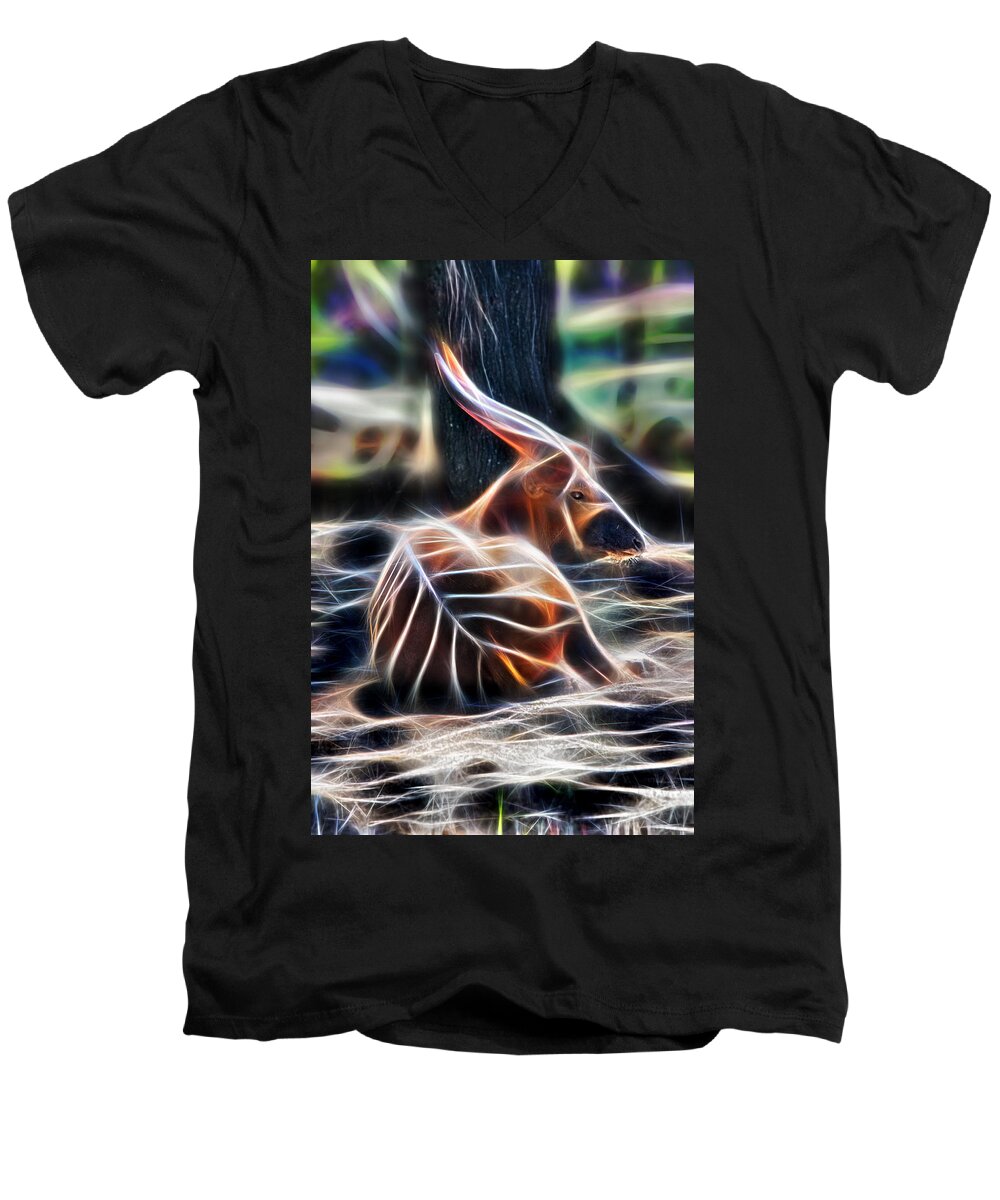 Bongo Men's V-Neck T-Shirt featuring the photograph Bongo In Tune With The Energies by Miroslava Jurcik