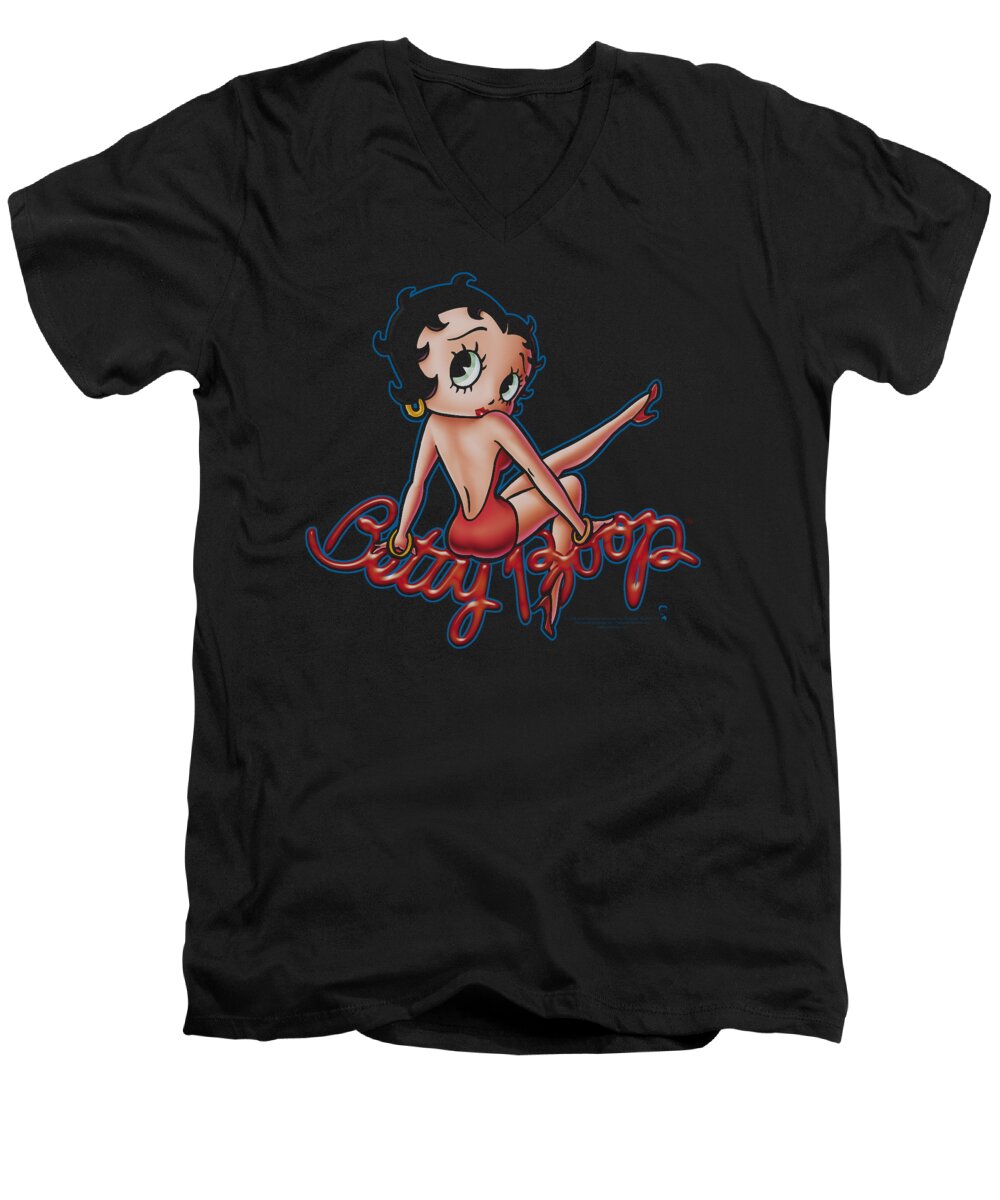 Betty Boop Men's V-Neck T-Shirt featuring the digital art Boop - Betty's Back by Brand A