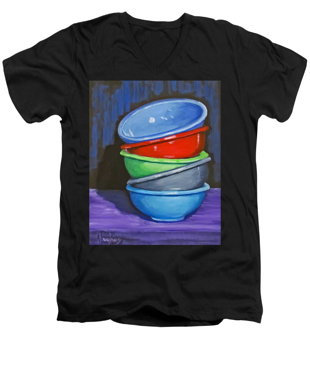 Bowl Men's V-Neck T-Shirt featuring the painting Bowls by Kevin Hughes