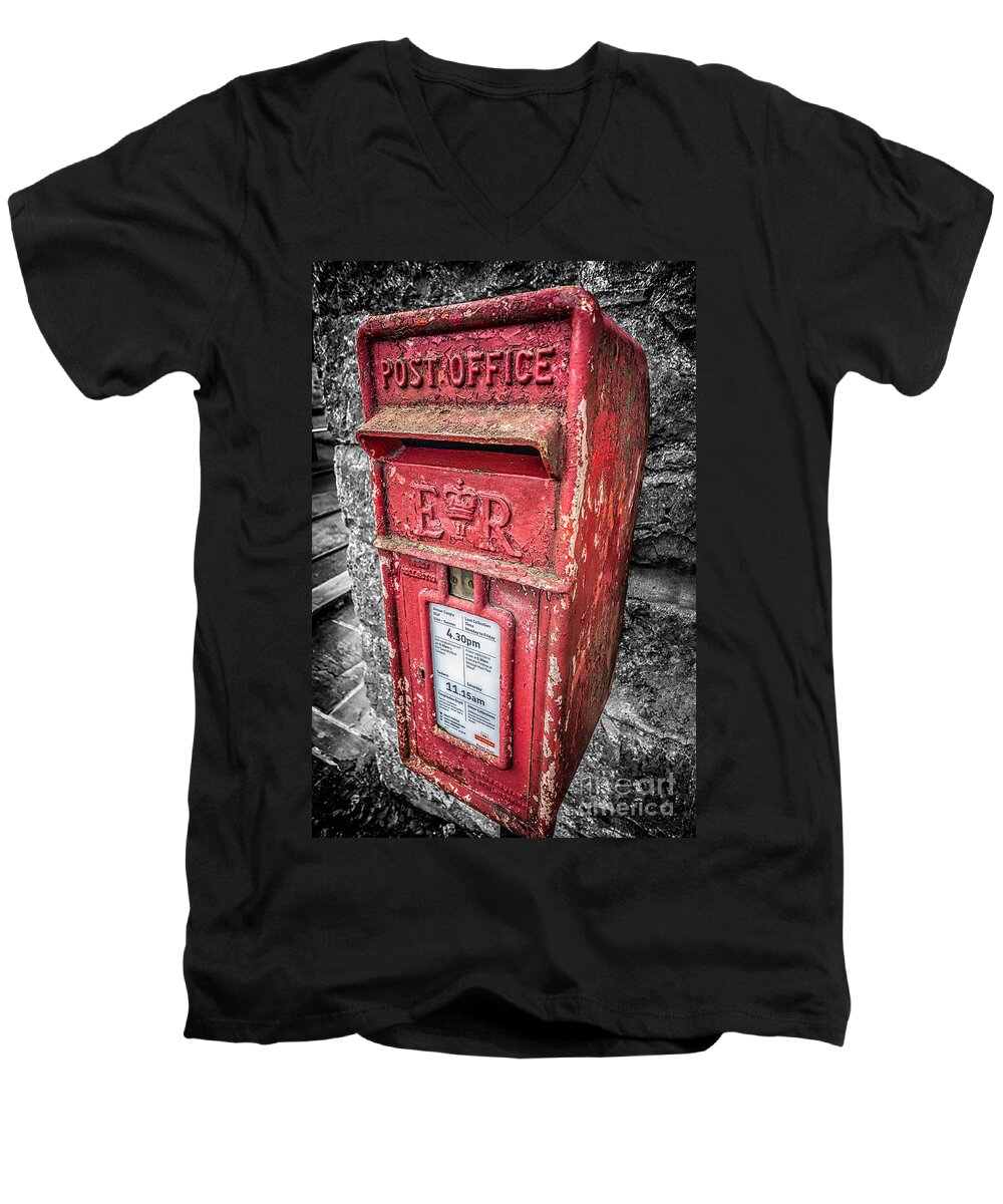 Letter Box Men's V-Neck T-Shirt featuring the photograph British Post Box by Adrian Evans