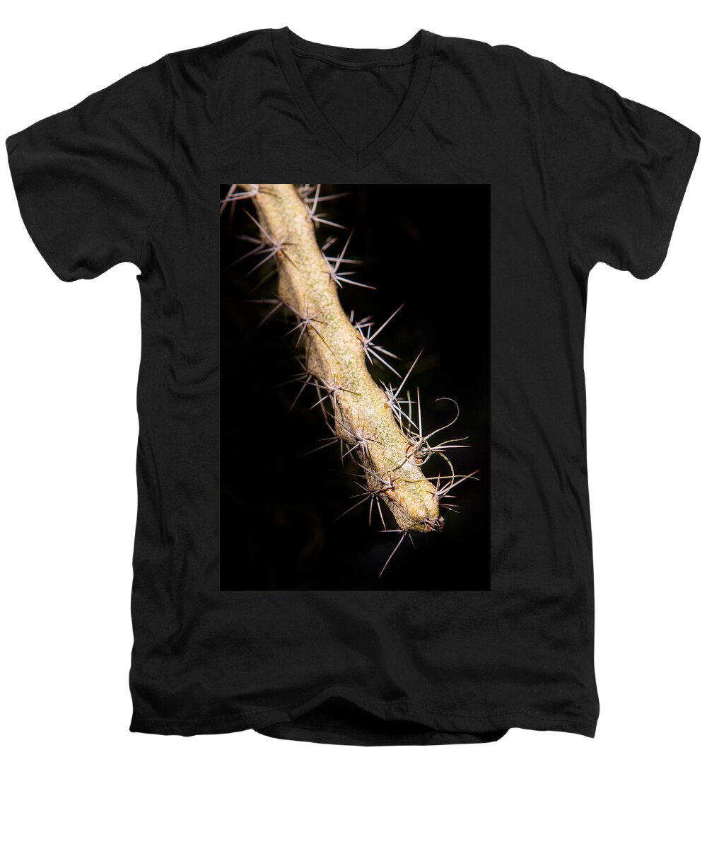 Botanical Men's V-Neck T-Shirt featuring the photograph Cactus Branch by John Wadleigh