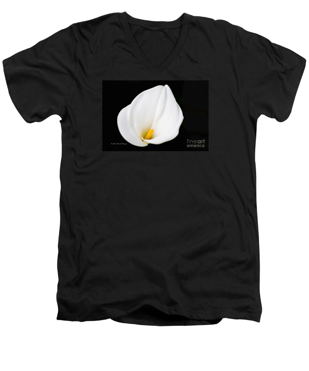 Calla Lily Men's V-Neck T-Shirt featuring the photograph Calla Lily Flower Face by Richard J Thompson 