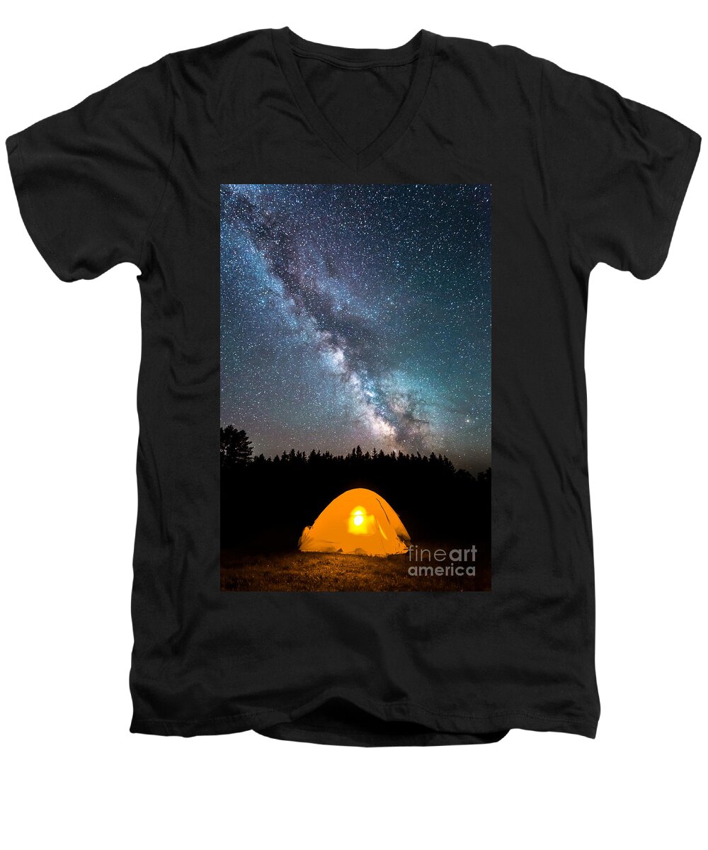 Camping Under The Stars Men's V-Neck T-Shirt featuring the photograph Camping Under The Stars by Michael Ver Sprill