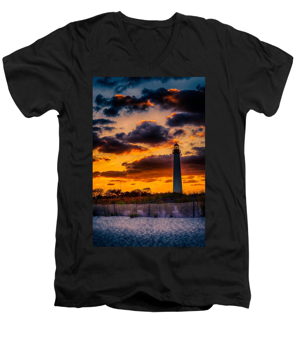 Cape Men's V-Neck T-Shirt featuring the photograph Capes Burning by Scott Wyatt