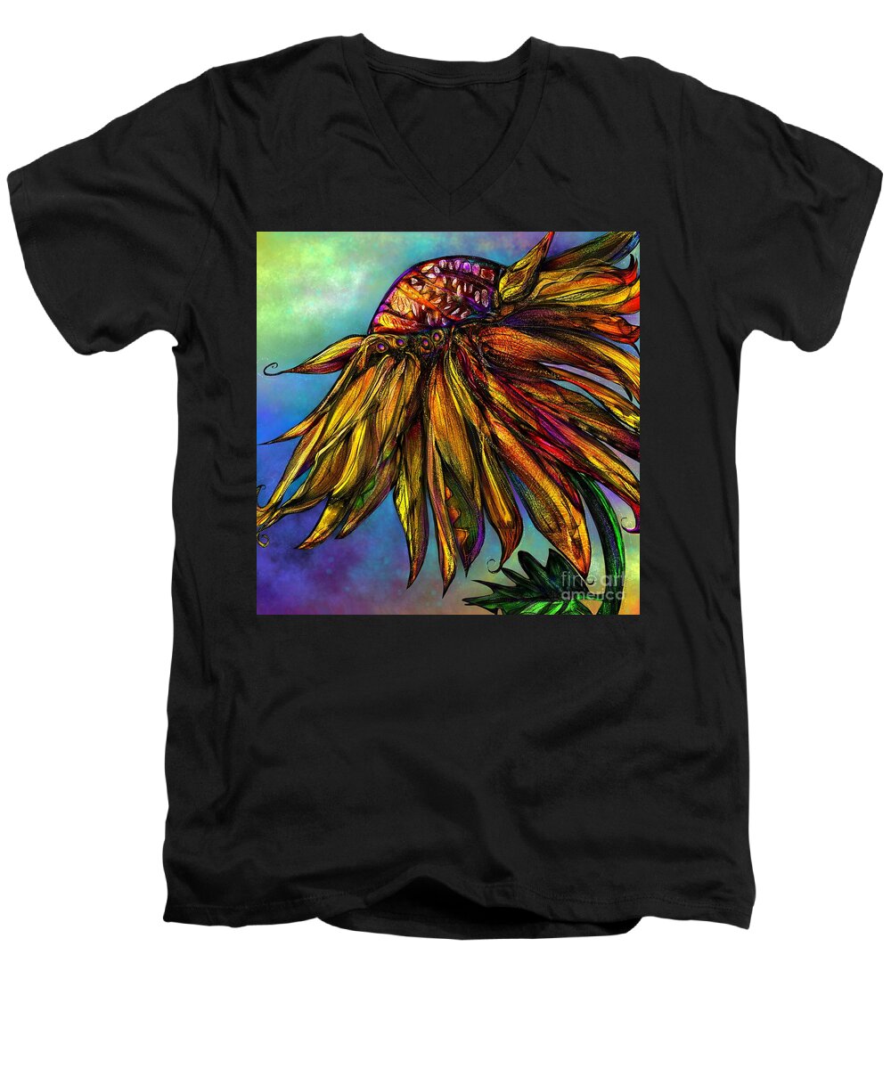 Floral Men's V-Neck T-Shirt featuring the digital art Carousel by Mary Eichert