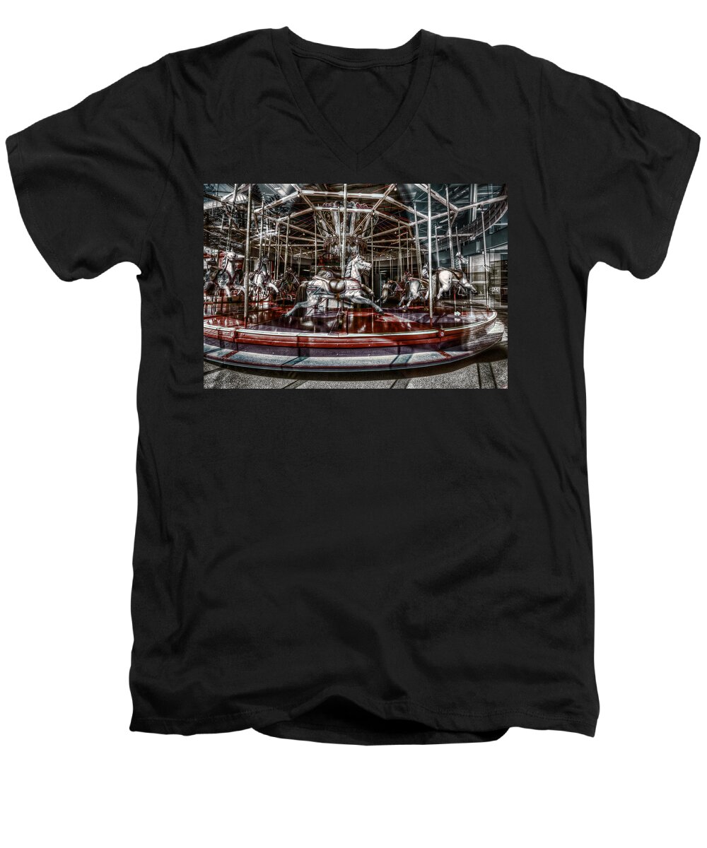 Carousel Men's V-Neck T-Shirt featuring the photograph Carousel by Wayne Sherriff