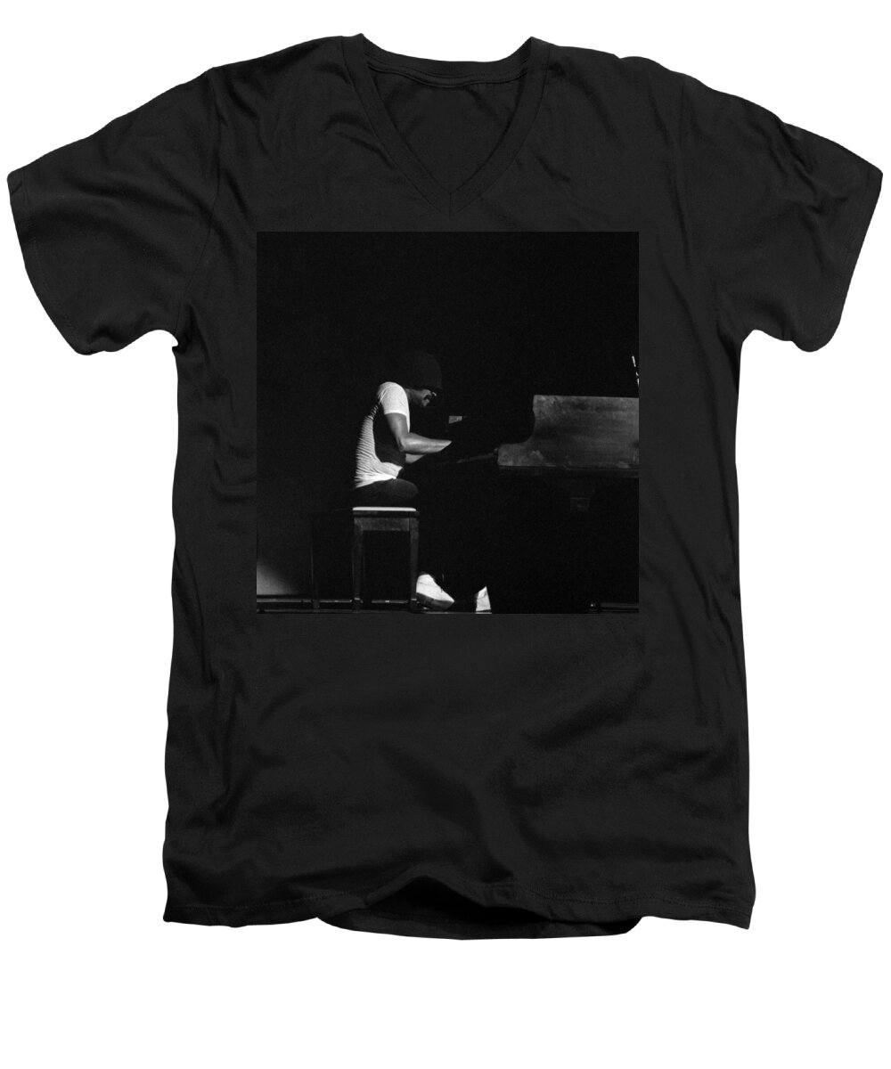 Jazz Men's V-Neck T-Shirt featuring the photograph Cecil Taylor 2 by Lee Santa