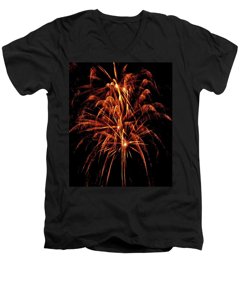 Fireworks Men's V-Neck T-Shirt featuring the photograph Celebration - 050b by Paul W Faust - Impressions of Light