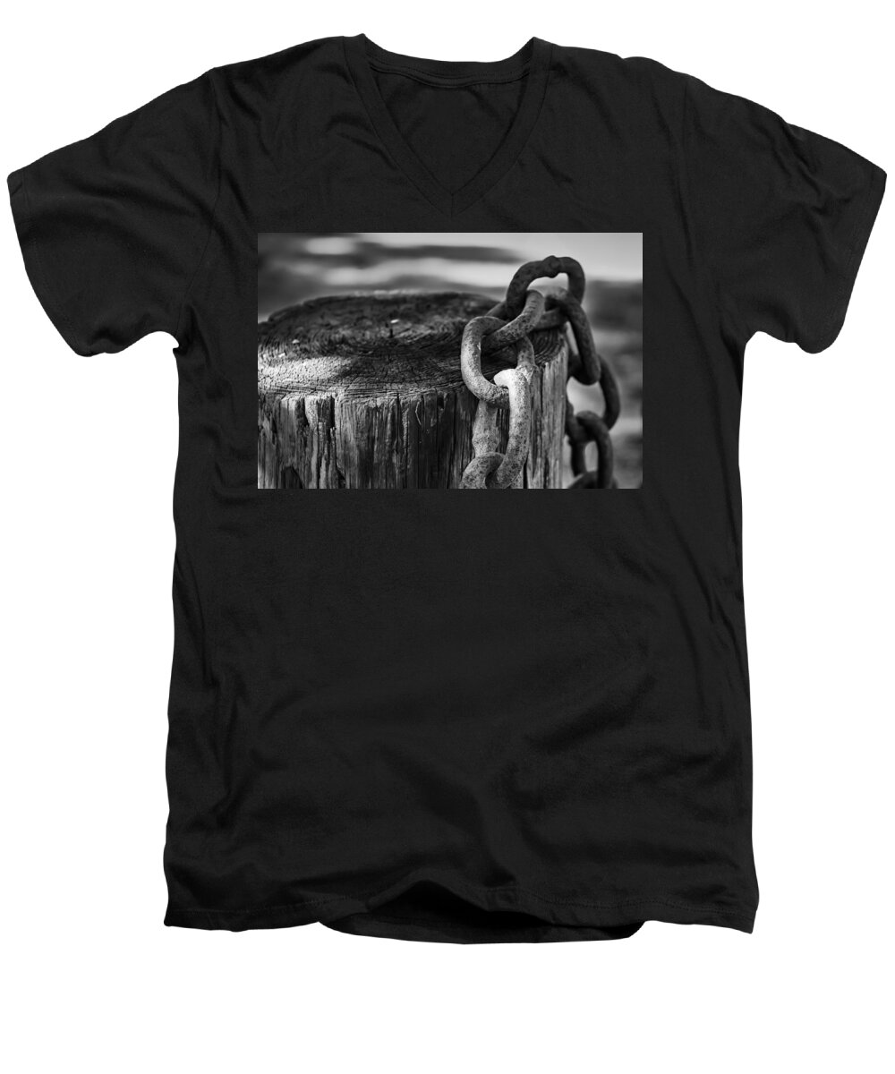 Abstract Men's V-Neck T-Shirt featuring the photograph Chained... by Eduard Moldoveanu