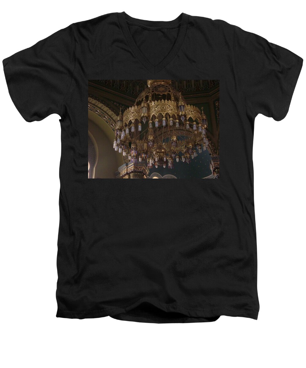  Chandelier Men's V-Neck T-Shirt featuring the photograph Chandelier by Moshe Harboun