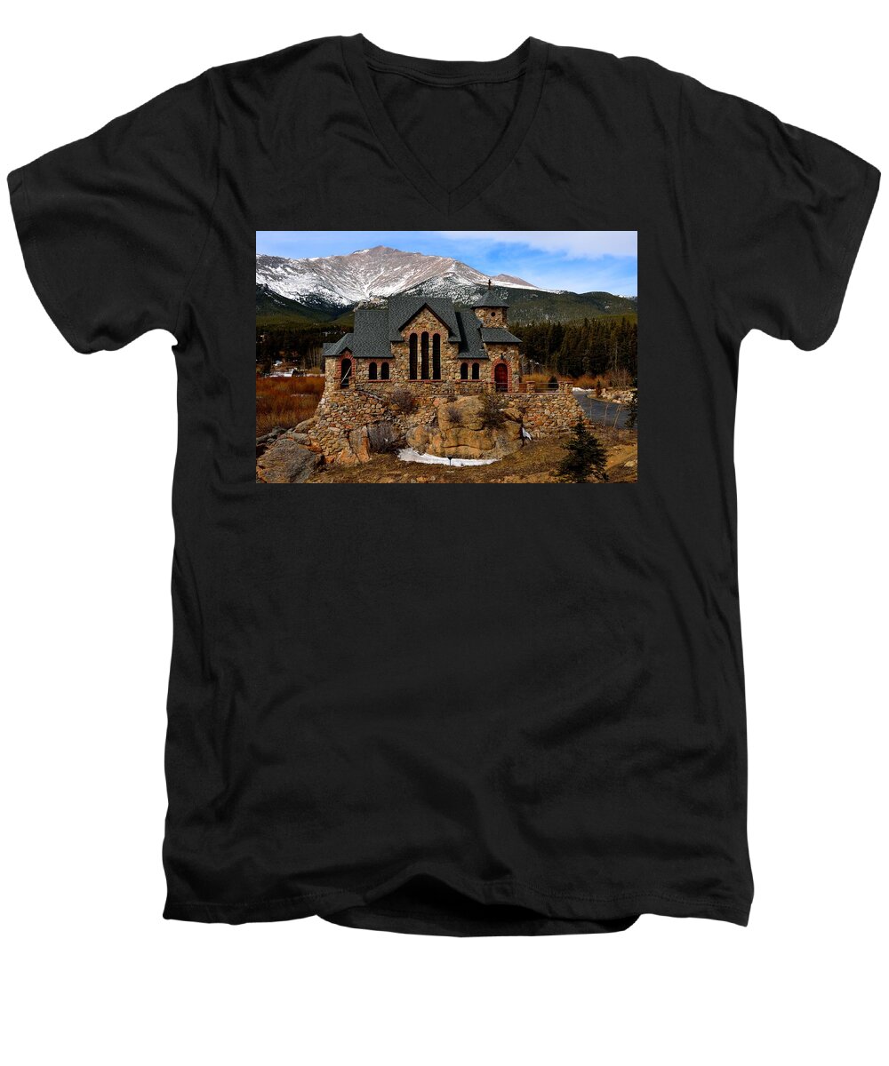 Saint. Malo Men's V-Neck T-Shirt featuring the photograph Chapel on the Rocks by Tranquil Light Photography