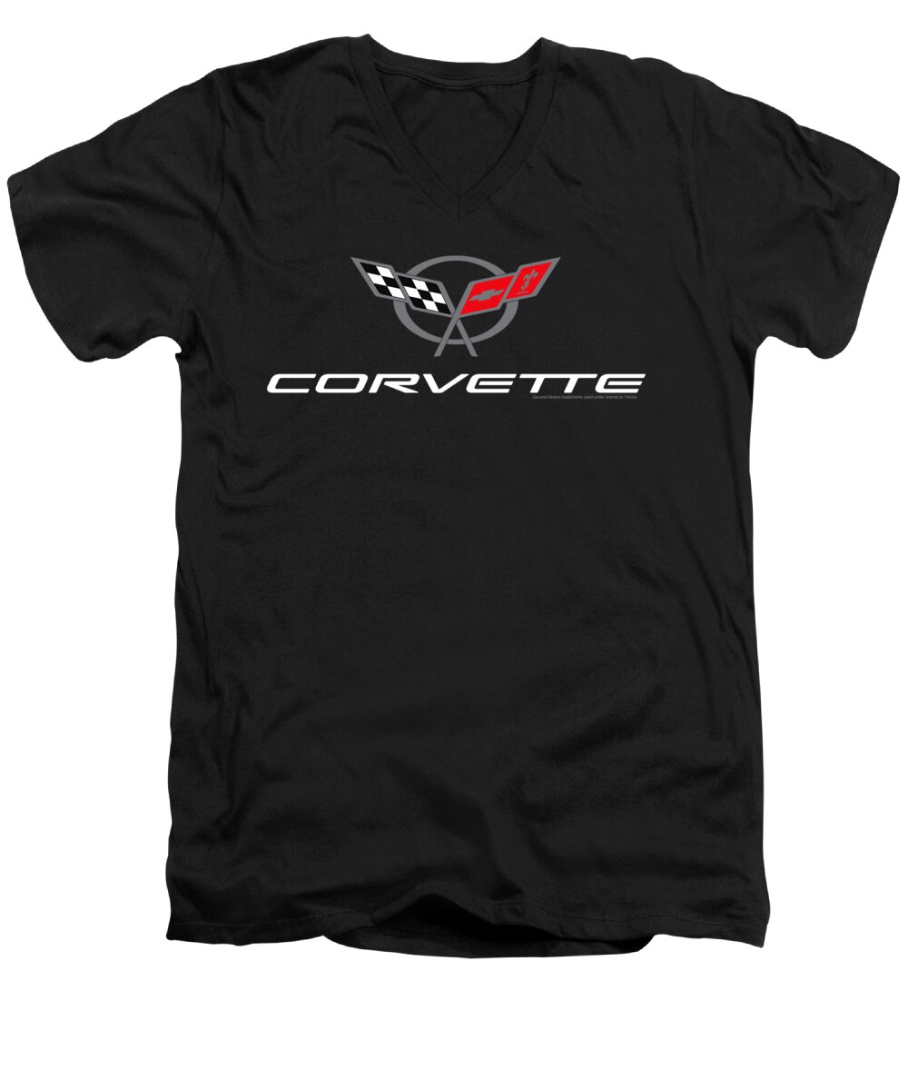  Men's V-Neck T-Shirt featuring the digital art Chevrolet - Corvette Modern Emblem by Brand A