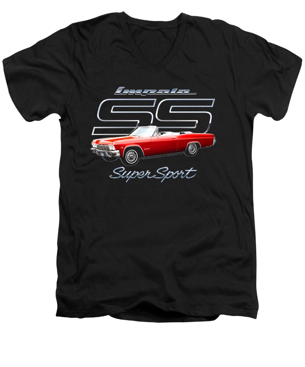 Vintage Men's V-Neck T-Shirt featuring the digital art Chevrolet - Impala Ss by Brand A