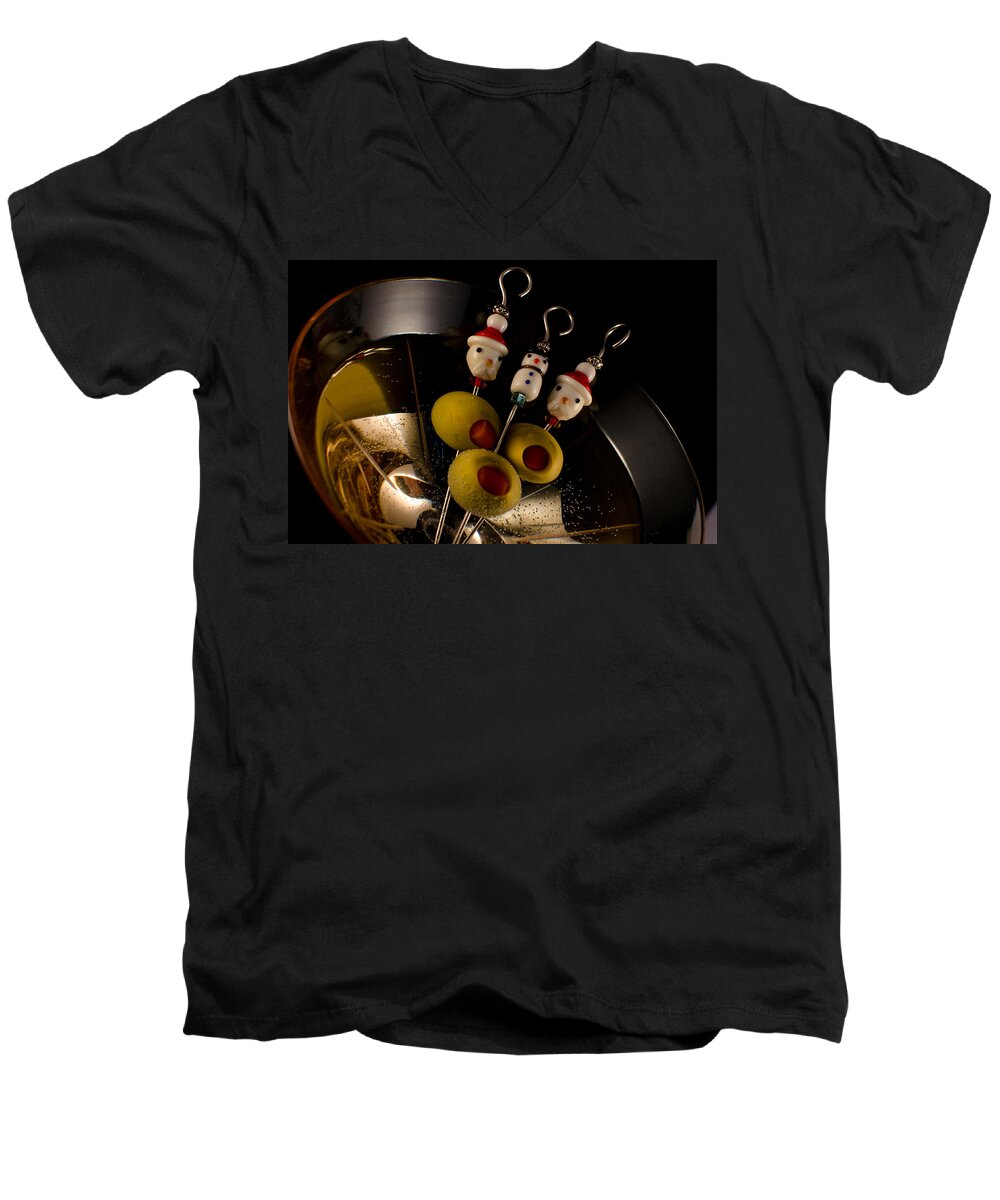 Christmas Men's V-Neck T-Shirt featuring the photograph Christmas Crowded Martini by Ron White