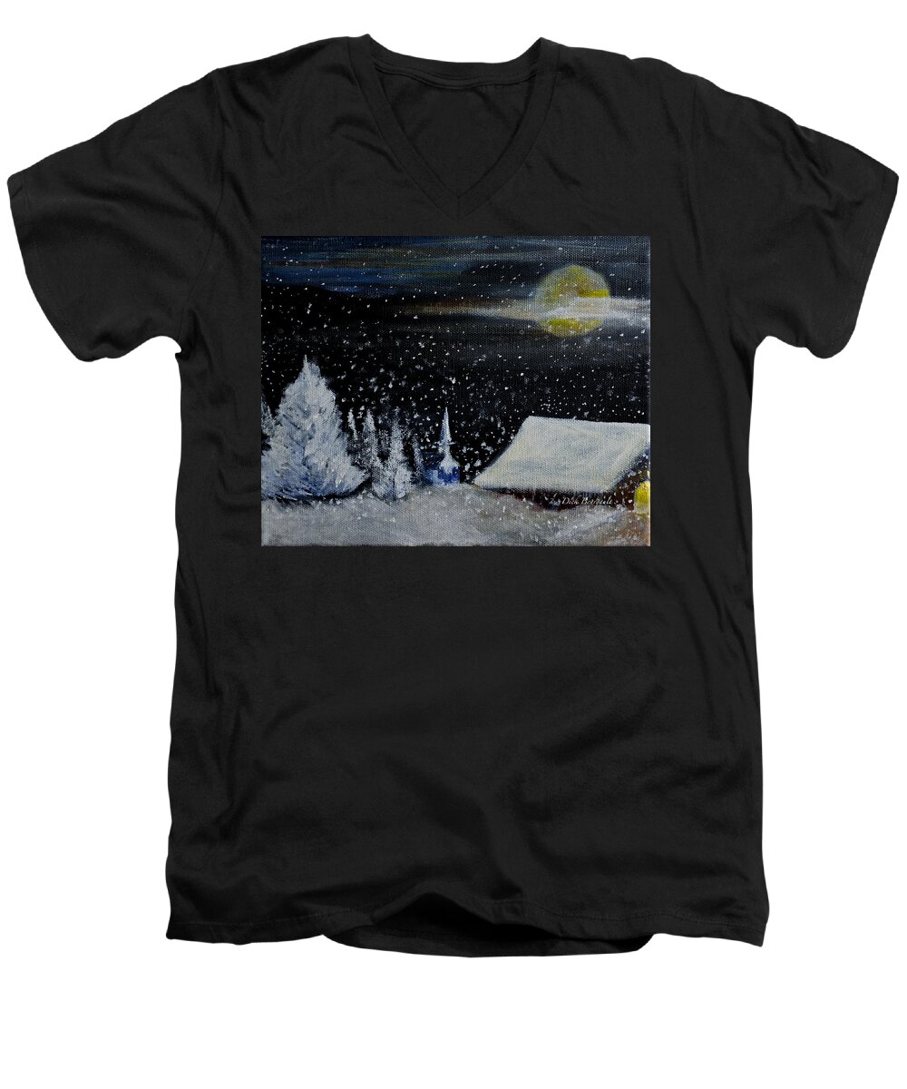 Christmas Men's V-Neck T-Shirt featuring the painting Christmas Eve by Dick Bourgault