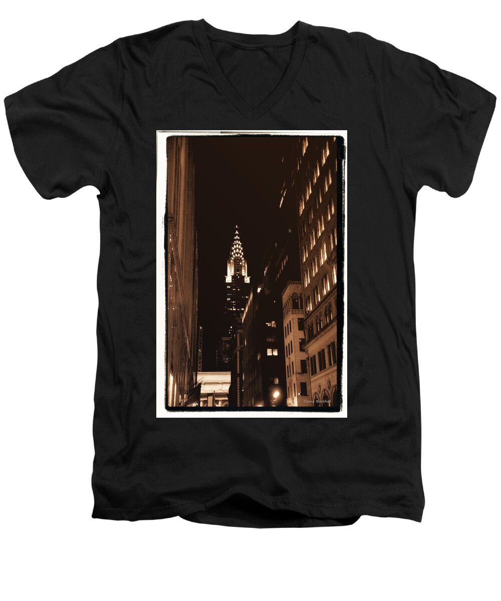 New York Men's V-Neck T-Shirt featuring the photograph Chrysler Building by Donna Blackhall