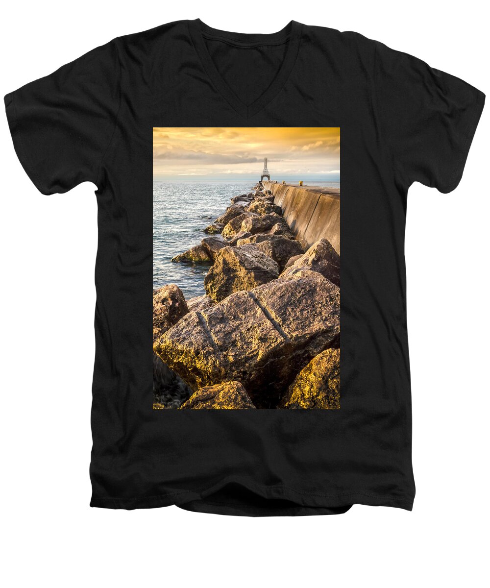 Lighthouse Men's V-Neck T-Shirt featuring the photograph Clear Journey by James Meyer